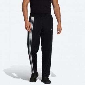 Adidas Men's Straight Leg Black 3 Front Strips Joggers Training Pants Sz.Large